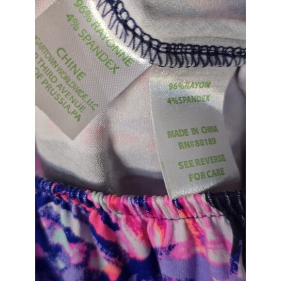 LILLY PULITZER Lana Off The Shoulder Romper In Bright Navy Palms Up Small Beach - Picture 6 of 6